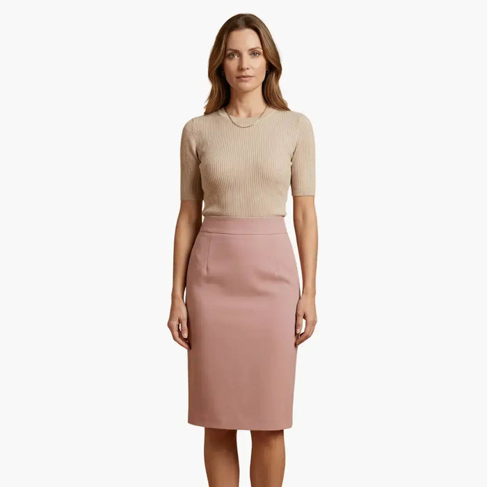 Women's woven midi skirt with flared hemline and pockets, casual and comfortable, perfect for everyday wear.