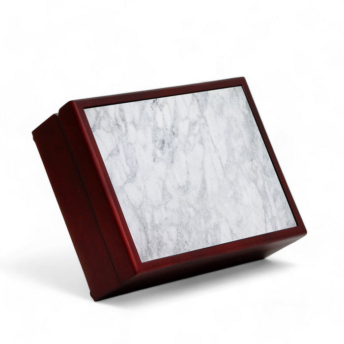 WOOD BOXES COLLECTION: Lined large wood box with printed tile - Carara White Marble by Marmo di Carrara