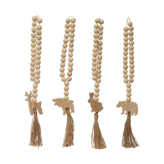 Wood Garland with Animal and Jute Tassel