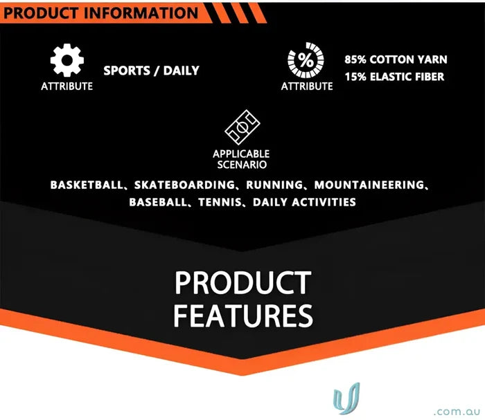 Product information graphic for Woven Sports Socks showcasing custom sports socks design