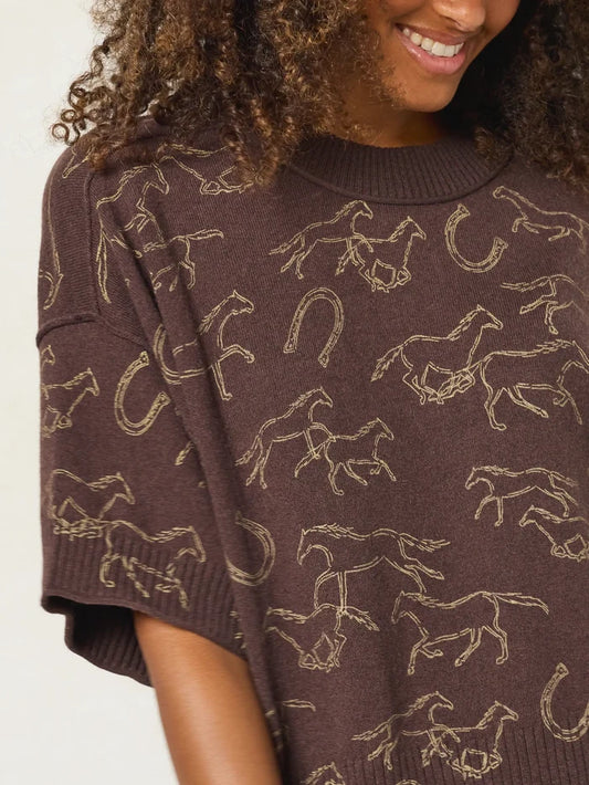 Wren Boxy Sweater - Western Wild Chocolate-view 1