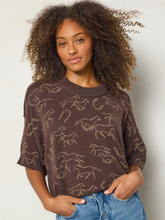 Wren Boxy Sweater - Western Wild Chocolate-view 2