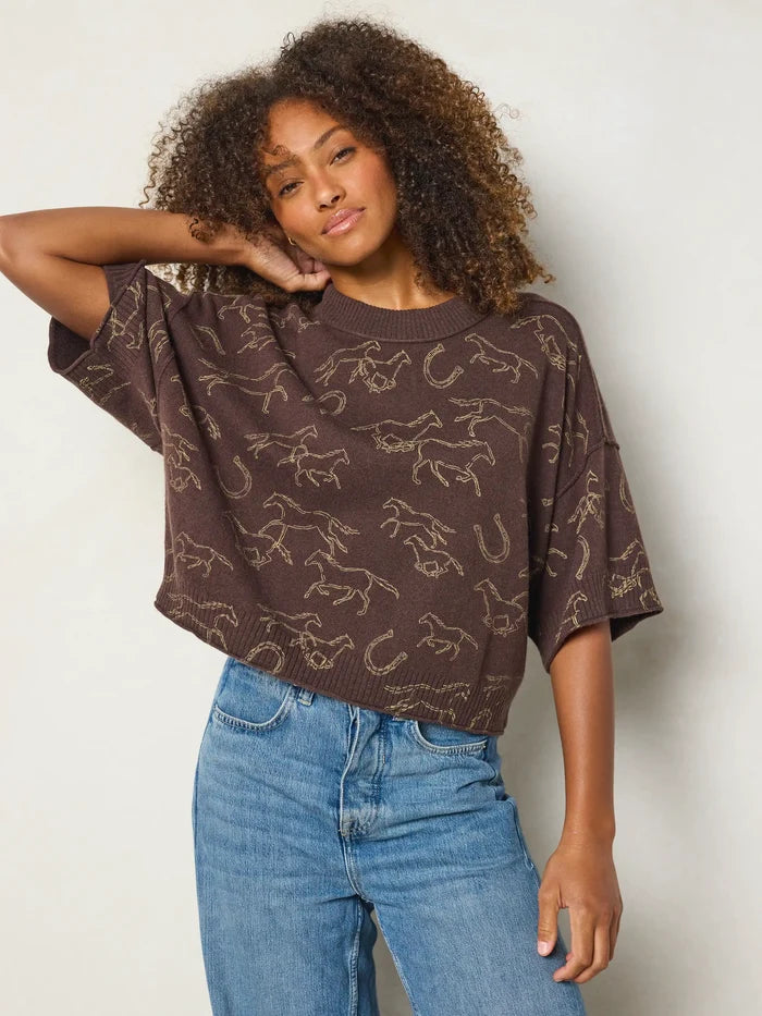 Wren Boxy Sweater - Western Wild Chocolate-view 4