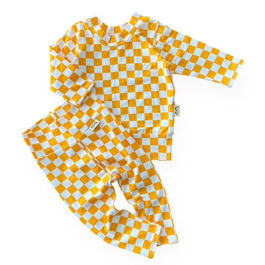 Yellow Retro Checkered Lounge Set