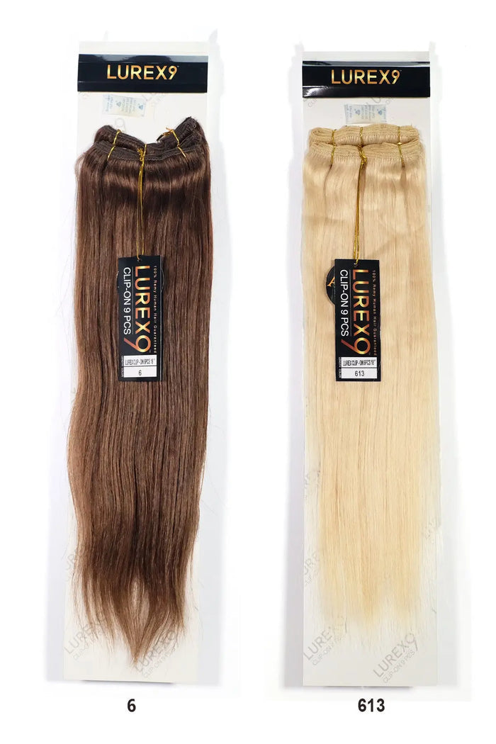ZURY 100% REMY HUMAN HAIR LUREX 9 CLIP ON 9 PCS - STRAIGHT 18" ZURY