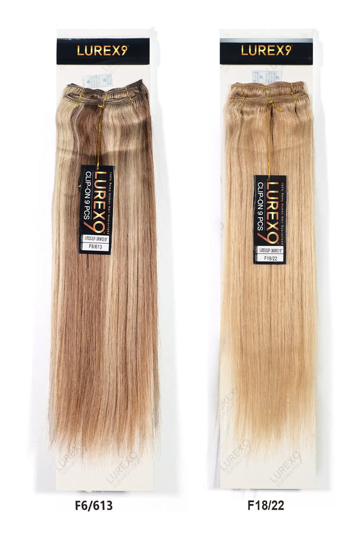 ZURY 100% REMY HUMAN HAIR LUREX 9 CLIP ON 9 PCS - STRAIGHT 18" ZURY