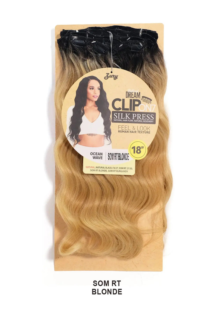 ZURY NATURAL DREAM SILK PRESS CLIP ON 7CPS - OCEAN WAVE 18" ZURY